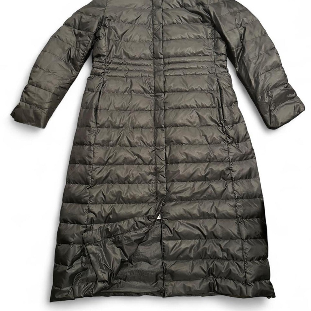 Eileen Fisher black puffer coat with horizontal quilting, size M.